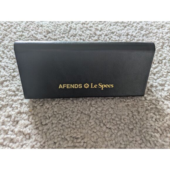NIB Le Specs x Afends Square Black Sunglasses w/ Gold Floral Accent